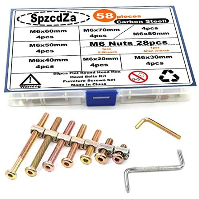 SpzcdZa M6 Baby Bed Crib Screws Bolts Nuts Kit Hex Socket Head Cap For