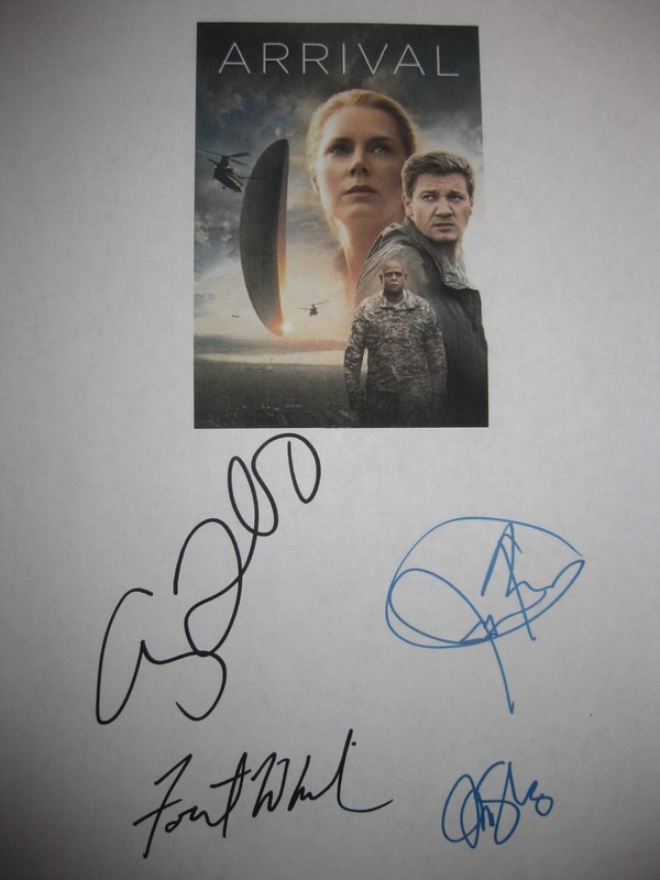 Arrival Signed Film Script Amy Adams Jeremy Renner Forest Whitaker Stuhlbarg RPT