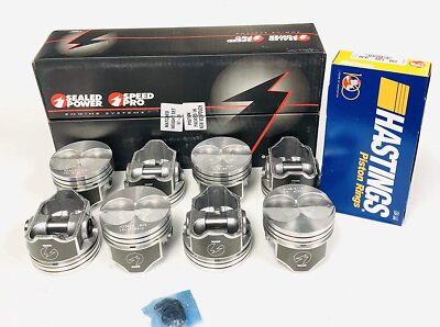 SPEED PRO Hypereutectic Coated Flat Top Pistons/8+MOLY Rings Ford 5.8L 351W .020