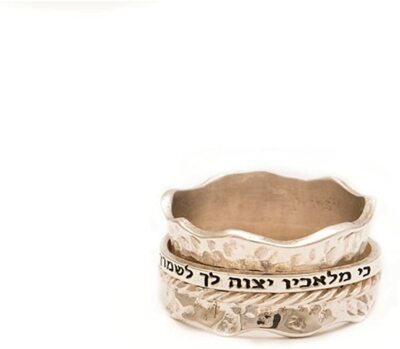 Blessing Spinning Ring in Sterling Silver with Colorful Stones and Saintly Quot