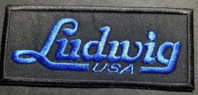 LUDWIG Drums Embroidered blue Patch approx 1.75 x 4''