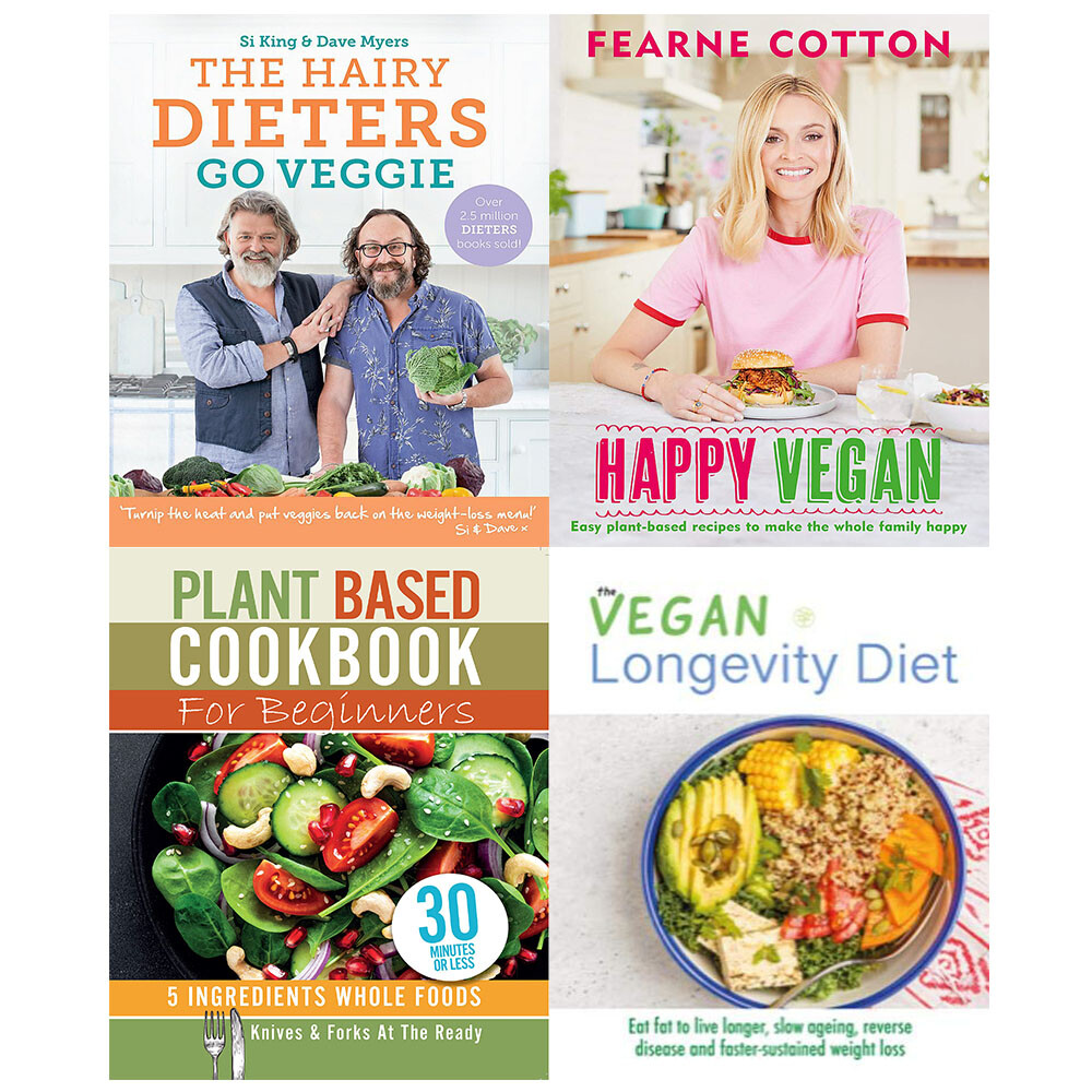 The Hairy Dieters,Happy Vegan,Plant Based,Vegan Longevity 4 Books Collection Set