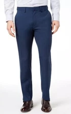 Kenneth Cole Reaction Navy Blue Micro Check Dress Pants Trousers Men's 32”x30”