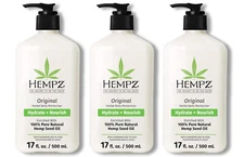 HEMPZ ORIGINAL Herbal Body Moisturizer 17oz Tanning Extender - Pack of 3 Bottles