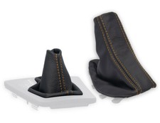 FUR BMW X3 E83 automatik SCHALTMANSCHETTE HANDBREMSSACK LEDER NAHT ORANGE