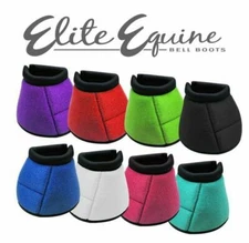 ELITE EQUINE No Turn BELL BOOTS Quick Grip Durable Showman Neoprene Horse Size