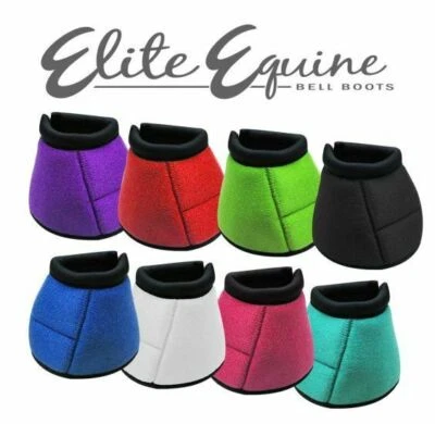 ELITE EQUINE No Turn BELL BOOTS Quick Grip Durable Showman Neoprene Horse Size