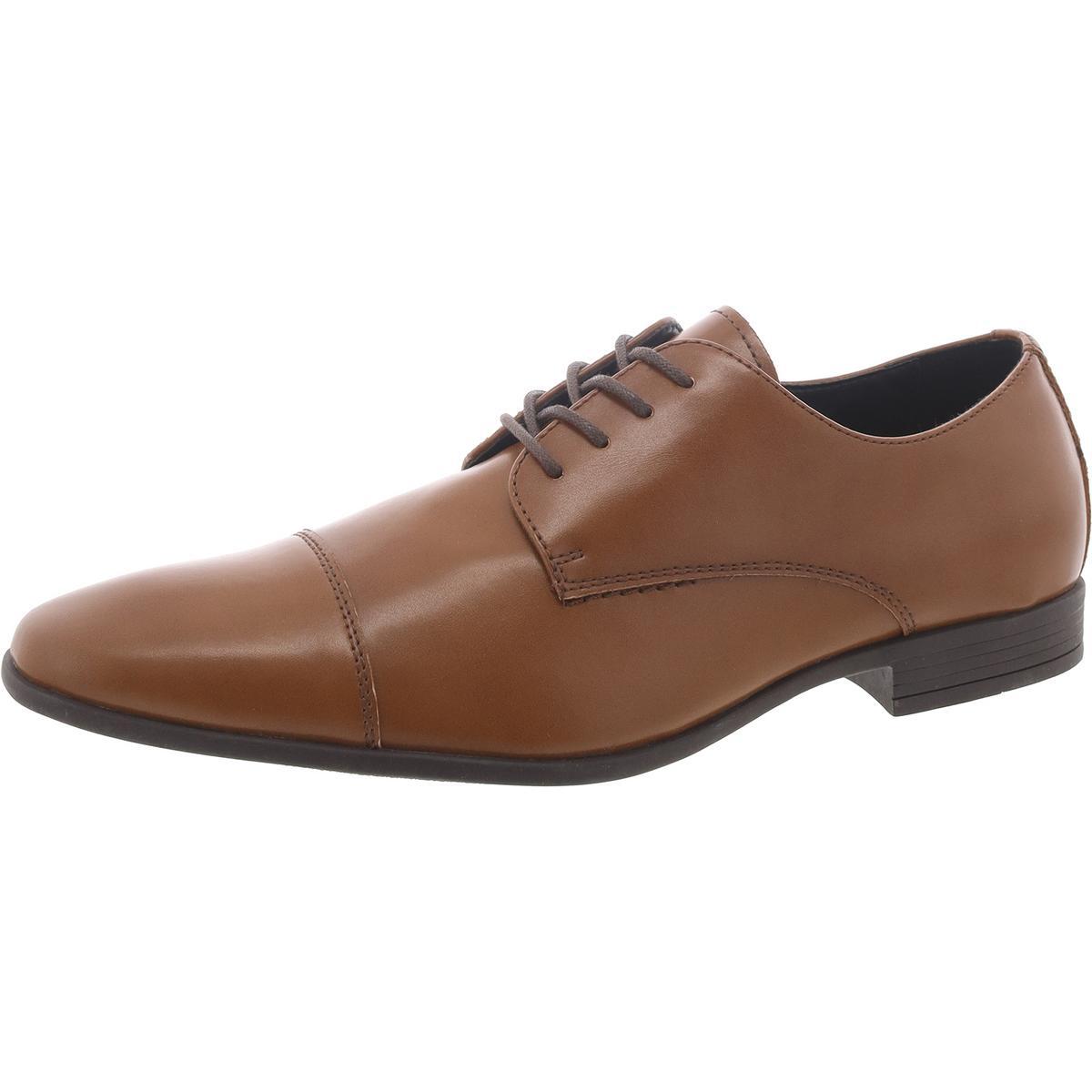 Изобилующие мужские коричневые оксфорды из искусственной кожи на шнуровке 10.5 Medium (D) BHFO 2067