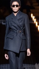 2019 Prada Runway Show Black Jacket Peacoat 100% Wool Size 42 Us S-m