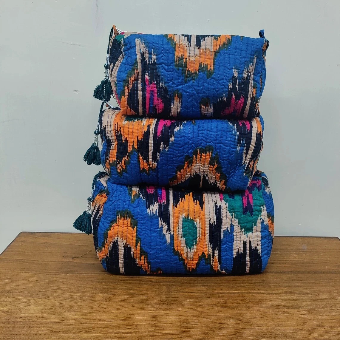 3 Pcs. Unisex Makeup Cosmetic Bag Blue Color Purse Quilted Cotton Bags Toiletry
Opens in a new windo