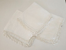 Lot 3 Vintage Handkerchiefs Tatting White
