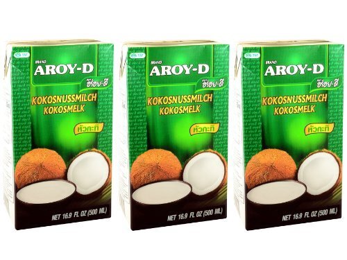 Leche De Coco Aroy-D Natural Para Hornear Y Cocinar 500ml Paquete De 3