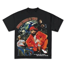 Nas World Is Yours Boxy Vintage Shirt Graphic Rap Tee Streetwear Y2K