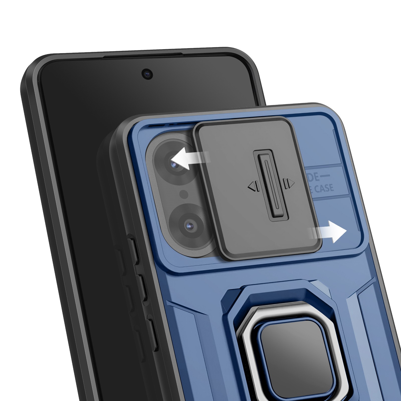 Coque OnePlus Nord CE5 anneau support et protège objectif bleu - 4