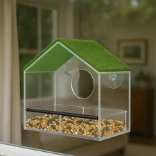 KNUTI Window Bird Feeder House Weatherproof Clear Bird House Strong Suction Cups