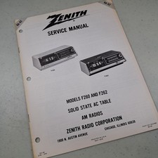 Zenith Service Manual F260 F262 Solid State AC Table AM Radios 1974 Illustrated
