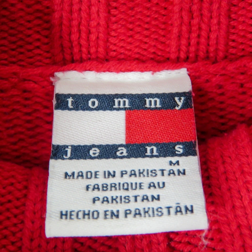 1990-е винтажные Tommy Hilfiger красный водолазка вязаный свитер средний ретро логотип - Изображение 4 из 4