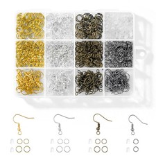 Earring Making Supplies Kit: 890 Pcs Hypoallergenic Hooks, Jump Rings, Backs