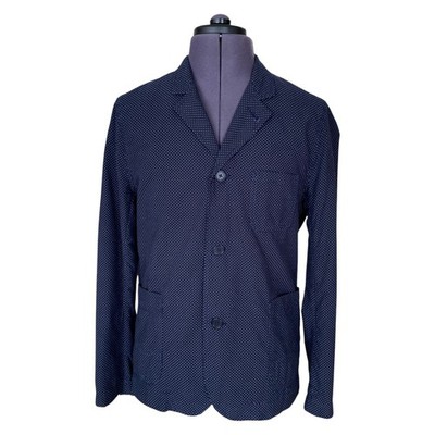 Edwin Simple Post Blazer Navy Blue Polka Dot Cotton Jacket Men s Medium 38R