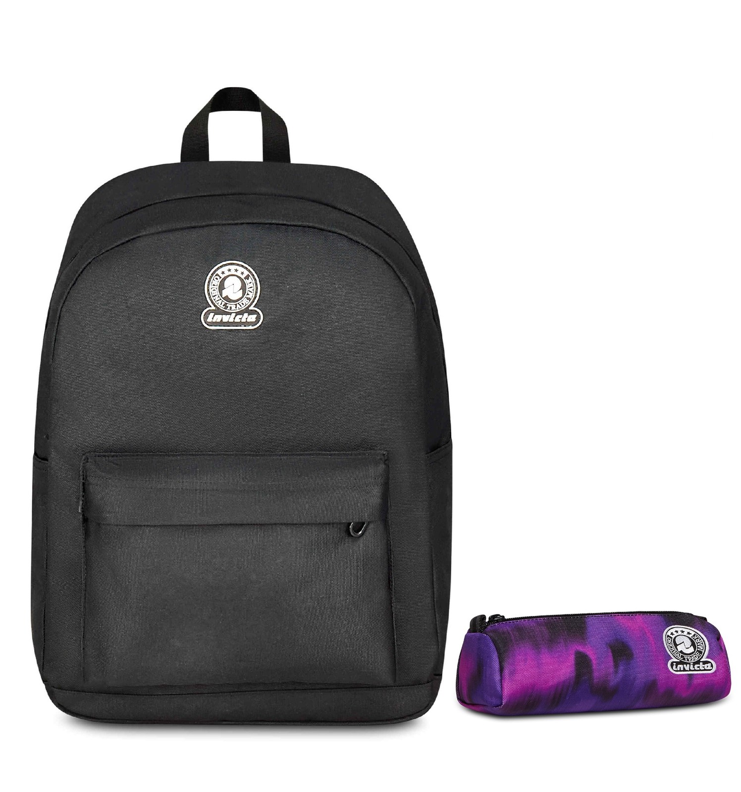 Invicta Zaino Monoscomparto Ollie Solid, Nero, Tasca Porta Borraccia, Tasca per