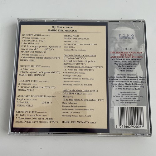 Del Monaco My First Concerto CD Fono Limited Edition 19/2000 - Foto 2 di 3