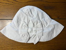 NWT Janie and Jack White Bow Bucket Sun Hat Girls Size 0-6 Months 0-3 m 3-6 m