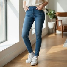 Time and Tru Women Large 12-14 Denim Pull On Skinny Stetch Waist Ankle Jegging