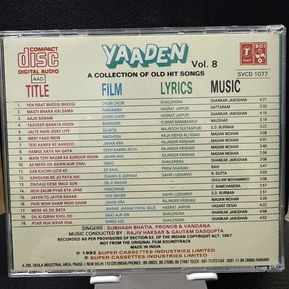 Gulshan Kumar Presents Yaaden A Collection Of Old Hit Duet Songs Vol 8  CD NEW - Image 2 of 3