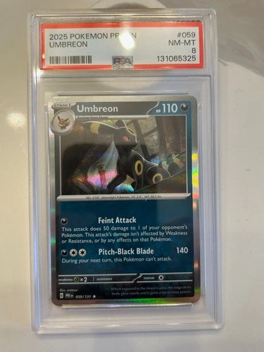 2025 Pokemon Prismatic Evolutions Umbreon Rare 059 PSA 8