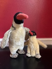 Steiff Penguin Parent And Child, 6 And 8 , No ID, Mohair, 1960s, Stunning