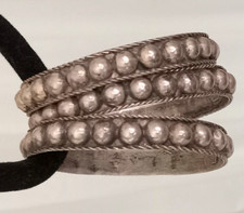 *LOT 3 ANTIQUE VINTAGE STERLING SILVER DOME BANGLE BRACELETS HANDMADE MEXICO 57g