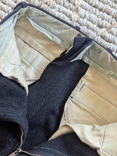 Pantalones de caza vintage WOOLRICH 30x26 lana gruesa MALONE tweed rayas negro - Imagen 6 de 8