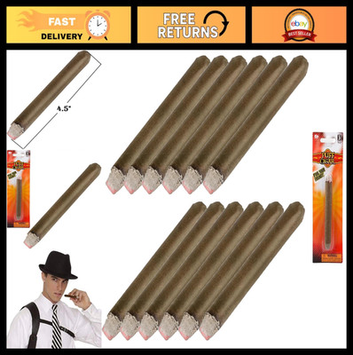 Realistic Fake Puff Cigars - 12 Pack Faux Brown Stage Props (4.5'') - Looks Lit!
