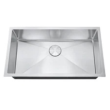 32'' Single Bowl Sink Undermount 304 Stainless Steel Kitchen Basin w/accessories