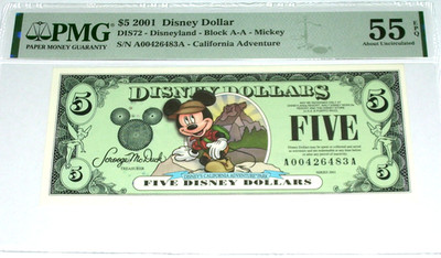 2001 $5 Disney California Adventure PMG 55 EPQ Disneyland Block A-A Rare