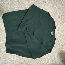 Naturals Green Solid Oversized Knit V-Neck Pullover Sweater Long Sleeve Womens S
