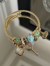 LuxeTreasures Gold Armreif Mintgrün Schlüss...