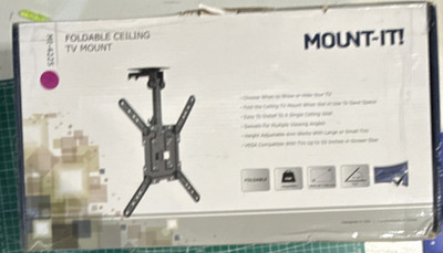 Mount-It! MI-4225 Foldable Ceiling TV Mount, Fits 23-55'', Tilt, Swivel, Black