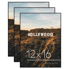 Americanflat 12x16 Front Loading Picture Frame Set of 3 Black Shatter-Resistant