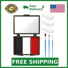 Black White Red Face Paint with Mirror 3 Brush 3 Sponge For Halloween Full ...