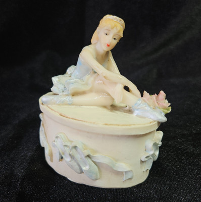  Prestige  Ballerina  Porcelain Trinket Box  Jewelry Keepsake Ballet Slippers