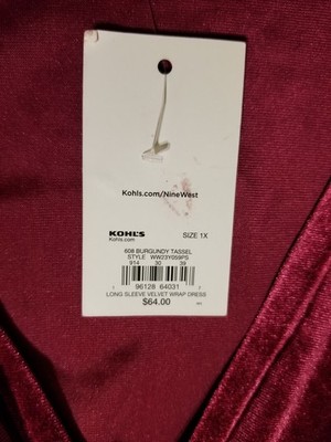 NWT Nine West Size 1X Stretch Velvet Dress Pink V-Neck Long Sleeve Poly  Spandex | eBay