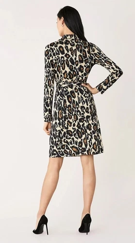 2 $498 DVF Diane von Furstenberg JEANNE Leopard CAT SAND Silk Jersey Wrap Dress - Picture 6 of 15