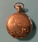 Elgin 14K Gold Plated Dueber Case 6s 7J Hunting Pocket Watch Broken Parts Only