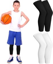 2 Pairs Kids Long Compression Leg Sleeves Long Knee Sleeves UV Protection Boy