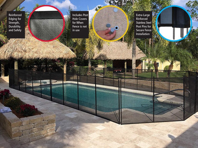 Black Safety Fence for In-Ground Pool - 5 Feet High, Durable Protection