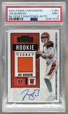 7278 Joe Burrow 2020 Panini Contenders Rookie Ticket Patch RC Auto PSA 9