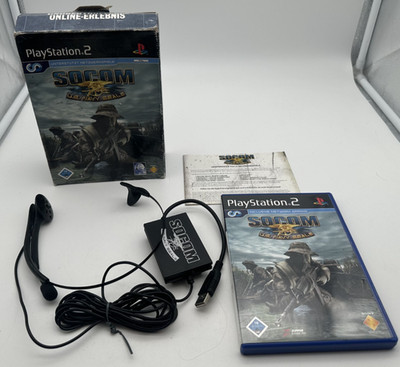 PS2 Playstation 2 Socom U.S. Navy Seals Box Spiel Logitech Kopfhörer Big Box