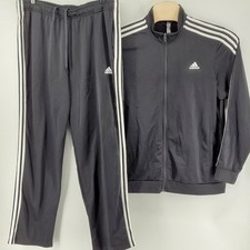 Adidas Black Tracksuit Mens XL Set Track Jacket Pants Three Stripes