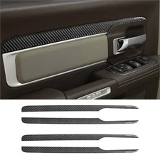 4Pcs For RAM 1500 2013-2018 Carbon Fiber Interior Door Panel Cover Trim
